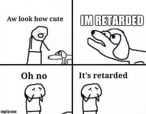 Simple but funny | IM RETARDED | image tagged in retarded dog | made w/ Imgflip meme maker