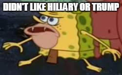 Spongegar | DIDN'T LIKE HILLARY OR TRUMP | image tagged in memes,spongegar | made w/ Imgflip meme maker