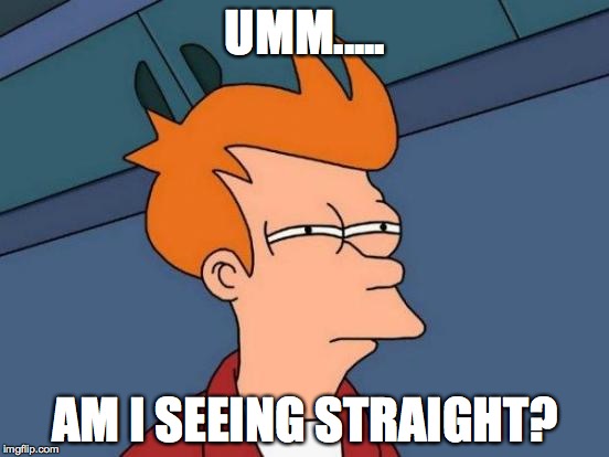 Futurama Fry | UMM..... AM I SEEING STRAIGHT? | image tagged in memes,futurama fry | made w/ Imgflip meme maker