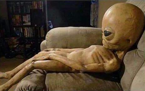 alien on sofa Blank Meme Template