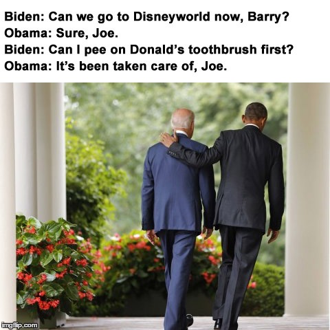 Biden and Obama go to Disney | image tagged in obama,biden,trump | made w/ Imgflip meme maker