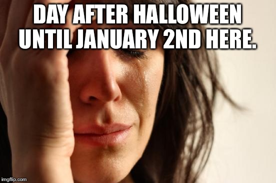 First World Problems Meme | DAY AFTER HALLOWEEN UNTIL JANUARY 2ND HERE. | image tagged in memes,first world problems | made w/ Imgflip meme maker
