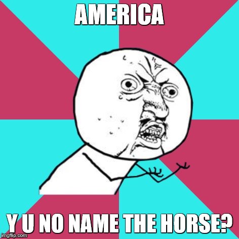 y u no music | AMERICA; Y U NO NAME THE HORSE? | image tagged in y u no music | made w/ Imgflip meme maker