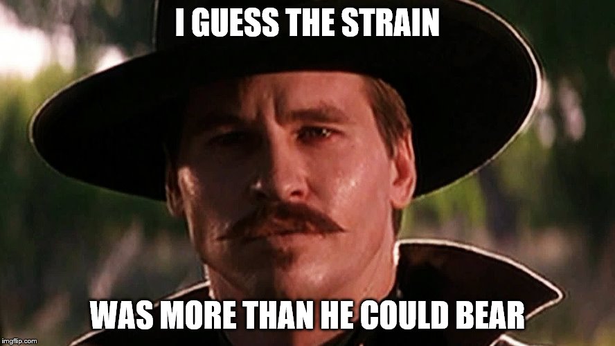 I GUESS THE STRAIN WAS MORE THAN HE COULD BEAR | made w/ Imgflip meme maker