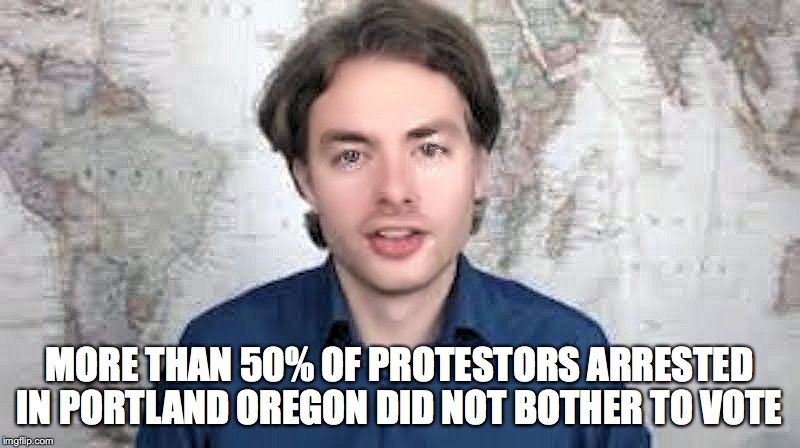 MORE THAN 50% OF PROTESTORS ARRESTED IN PORTLAND OREGON DID NOT BOTHER TO VOTE | made w/ Imgflip meme maker