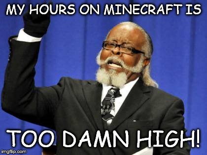 Too Damn High | MY HOURS ON MINECRAFT IS; TOO DAMN HIGH! | image tagged in memes,too damn high | made w/ Imgflip meme maker