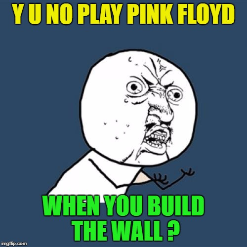 Just Another Brick ! | Y U NO PLAY PINK FLOYD; WHEN YOU BUILD THE WALL ? | image tagged in memes,y u no | made w/ Imgflip meme maker