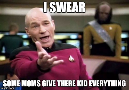 Picard Wtf Meme | I SWEAR SOME MOMS GIVE THERE KID EVERYTHING | image tagged in memes,picard wtf | made w/ Imgflip meme maker