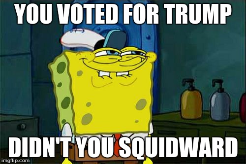 Don't You Squidward | YOU VOTED FOR TRUMP; DIDN'T YOU SQUIDWARD | image tagged in memes,dont you squidward | made w/ Imgflip meme maker
