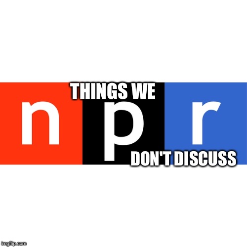 NPR | THINGS WE; DON'T DISCUSS | image tagged in npr logo | made w/ Imgflip meme maker
