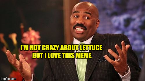 Steve Harvey Meme | I'M NOT CRAZY ABOUT LETTUCE BUT I LOVE THIS MEME | image tagged in memes,steve harvey | made w/ Imgflip meme maker