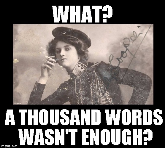antiquated | WHAT? A THOUSAND WORDS WASN'T ENOUGH? | image tagged in antiquated | made w/ Imgflip meme maker