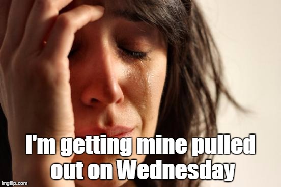 First World Problems Meme | I'm getting mine pulled out on Wednesday | image tagged in memes,first world problems | made w/ Imgflip meme maker
