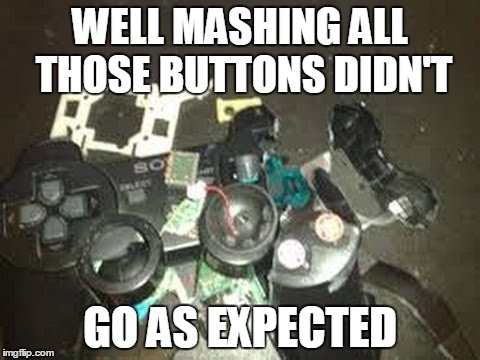 WELL MASHING ALL THOSE BUTTONS DIDN'T GO AS EXPECTED | made w/ Imgflip meme maker