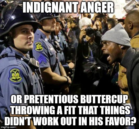 Protester | INDIGNANT ANGER; OR PRETENTIOUS BUTTERCUP THROWING A FIT THAT THINGS DIDN'T WORK OUT IN HIS FAVOR? | image tagged in protester | made w/ Imgflip meme maker