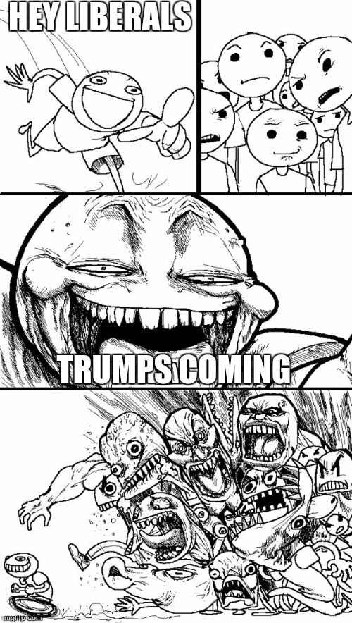 Hey Internet | HEY LIBERALS; TRUMPS COMING | image tagged in memes,hey internet | made w/ Imgflip meme maker