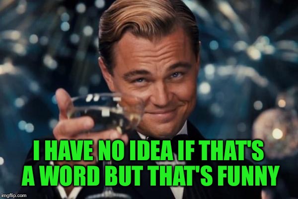 Leonardo Dicaprio Cheers Meme | I HAVE NO IDEA IF THAT'S A WORD BUT THAT'S FUNNY | image tagged in memes,leonardo dicaprio cheers | made w/ Imgflip meme maker