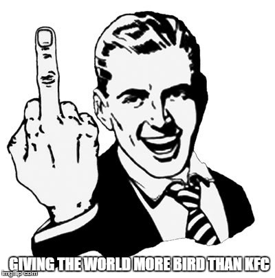 GIVING THE WORLD MORE BIRD THAN KFC | image tagged in kfc,bird,meme,fuck,you,zero fucks given | made w/ Imgflip meme maker