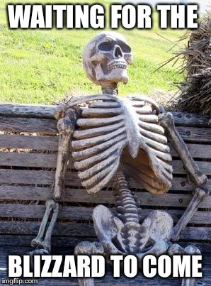 Waiting Skeleton | WAITING FOR THE; BLIZZARD TO COME | image tagged in memes,waiting skeleton | made w/ Imgflip meme maker