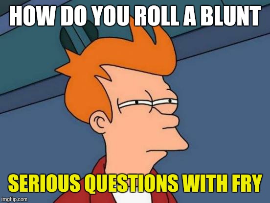 Futurama Fry | HOW DO YOU ROLL A BLUNT; SERIOUS QUESTIONS WITH FRY | image tagged in memes,futurama fry | made w/ Imgflip meme maker