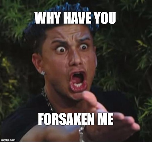 DJ Pauly D | WHY HAVE YOU; FORSAKEN ME | image tagged in memes,dj pauly d | made w/ Imgflip meme maker