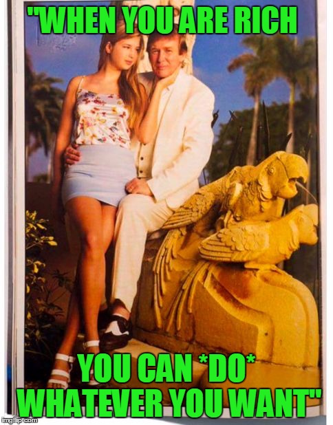 Donald and Ivanka | "WHEN YOU ARE RICH; YOU CAN *DO* WHATEVER YOU WANT" | image tagged in ivanka trump,donald trump | made w/ Imgflip meme maker