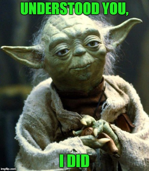 Star Wars Yoda Meme | UNDERSTOOD YOU, I DID | image tagged in memes,star wars yoda | made w/ Imgflip meme maker