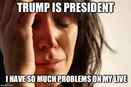 First World Problems | TRUMP IS PRESIDENT; I HAVE SO MUCH PROBLEMS ON MY LIVE | image tagged in memes,first world problems | made w/ Imgflip meme maker