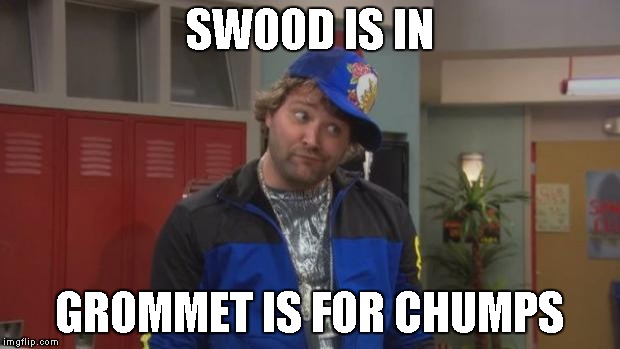 Jontron is Swood | SWOOD IS IN; GROMMET IS FOR CHUMPS | image tagged in jontron,x is in y is for chumps | made w/ Imgflip meme maker