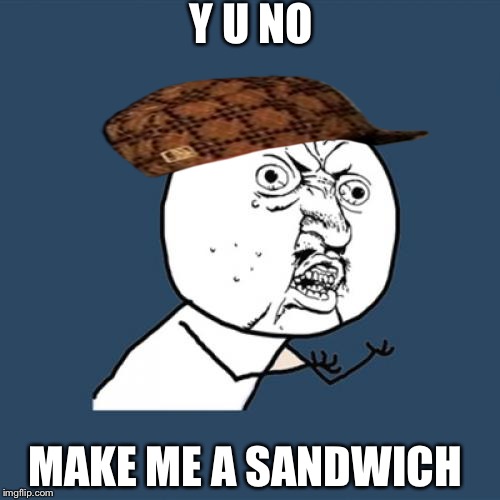 Y U No | Y U NO; MAKE ME A SANDWICH | image tagged in memes,y u no,scumbag | made w/ Imgflip meme maker