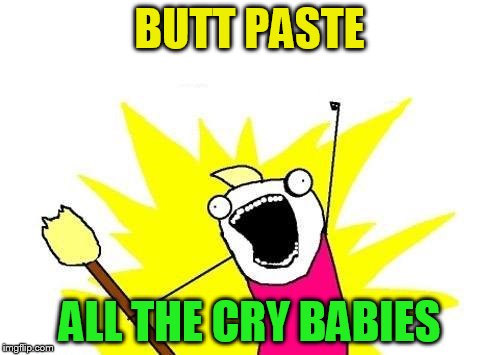 X All The Y Meme | BUTT PASTE ALL THE CRY BABIES | image tagged in memes,x all the y | made w/ Imgflip meme maker