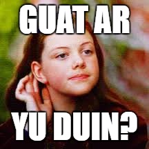 GUAT AR; YU DUIN? | image tagged in susan | made w/ Imgflip meme maker
