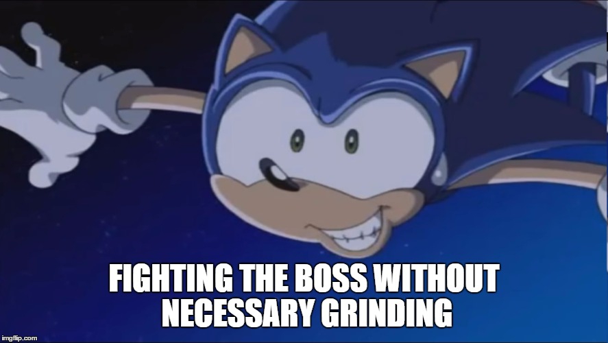 See Ya - Sonic X | FIGHTING THE BOSS WITHOUT NECESSARY GRINDING | image tagged in see ya - sonic x | made w/ Imgflip meme maker