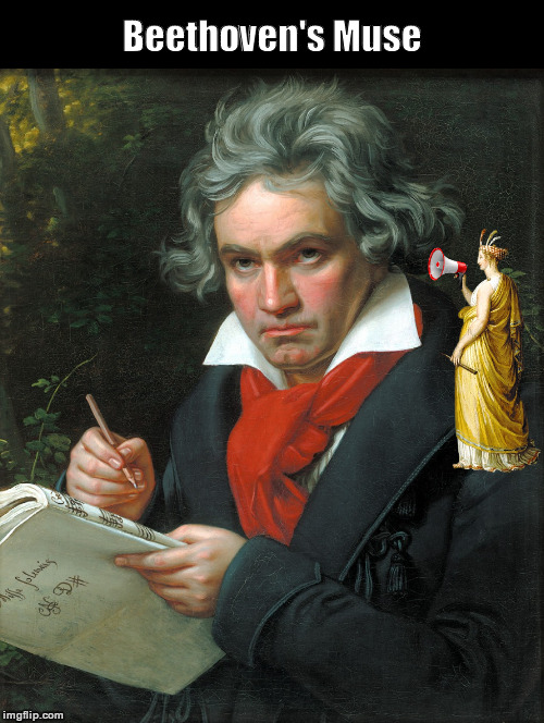 Beethoven's Muse | image tagged in beethoven,ludwig van beethoven,muse,megaphone,funny,memes | made w/ Imgflip meme maker