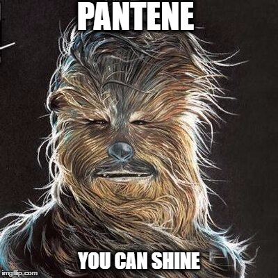 You can shine. | PANTENE; YOU CAN SHINE | image tagged in pantene,wookie,pantene wookie,chewbacca,hair,shine | made w/ Imgflip meme maker