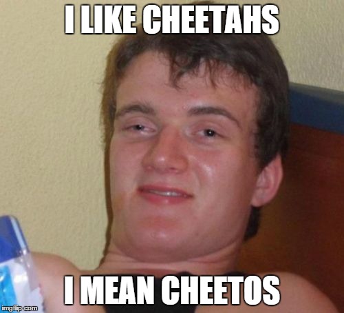 10 Guy | I LIKE CHEETAHS; I MEAN CHEETOS | image tagged in memes,10 guy | made w/ Imgflip meme maker