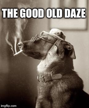 Dog Smoking Weed | THE GOOD OLD DAZE | image tagged in dog smoking weed | made w/ Imgflip meme maker