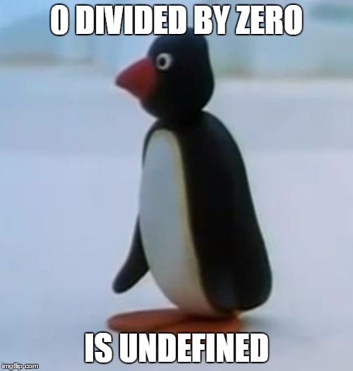 Dallas The Disappointed Penguin | 0 DIVIDED BY ZERO; IS UNDEFINED | image tagged in dallas the disappointed penguin | made w/ Imgflip meme maker