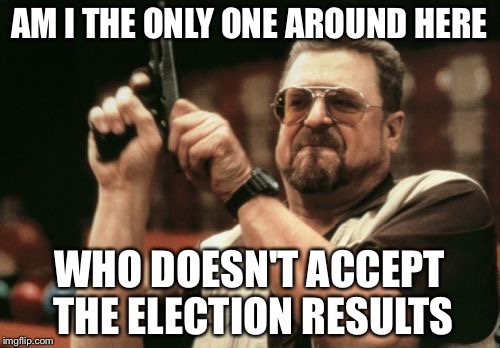 Some Democrats be like... | AM I THE ONLY ONE AROUND HERE; WHO DOESN'T ACCEPT THE ELECTION RESULTS | image tagged in memes,am i the only one around here | made w/ Imgflip meme maker