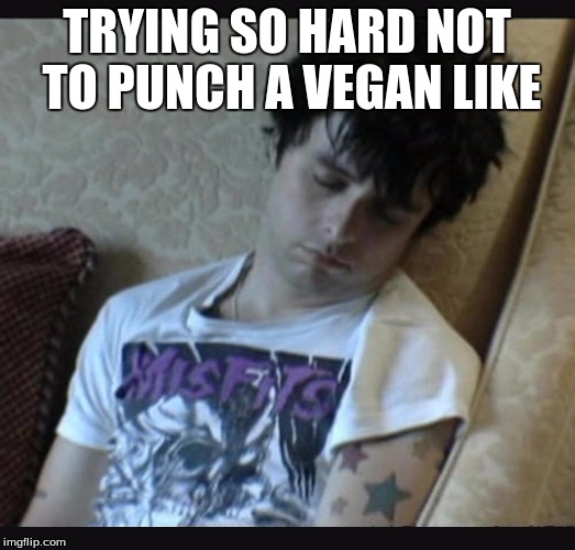 Green day | TRYING SO HARD NOT TO PUNCH A VEGAN LIKE | image tagged in green day | made w/ Imgflip meme maker