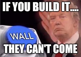 trump wall | IF YOU BUILD IT.... THEY CAN'T COME | image tagged in trump wall | made w/ Imgflip meme maker