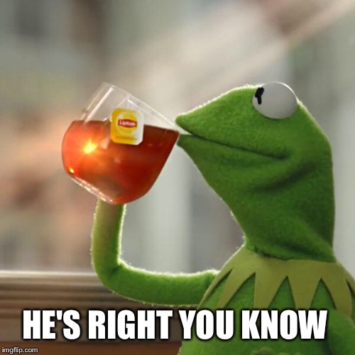 But That's None Of My Business Meme | HE'S RIGHT YOU KNOW | image tagged in memes,but thats none of my business,kermit the frog | made w/ Imgflip meme maker