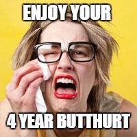ENJOY YOUR 4 YEAR BUTTHURT | made w/ Imgflip meme maker