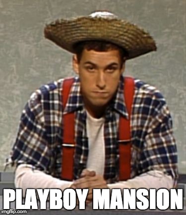 What can be better than the White House? |  PLAYBOY MANSION | image tagged in adam sandler cajun man | made w/ Imgflip meme maker