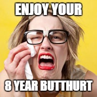 ENJOY YOUR 8 YEAR BUTTHURT | made w/ Imgflip meme maker