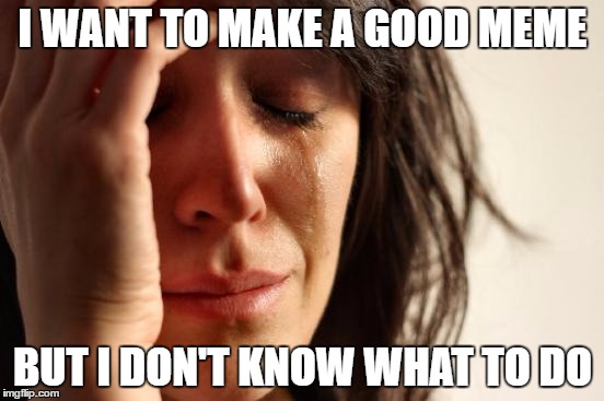 First World Problems | I WANT TO MAKE A GOOD MEME; BUT I DON'T KNOW WHAT TO DO | image tagged in memes,first world problems | made w/ Imgflip meme maker