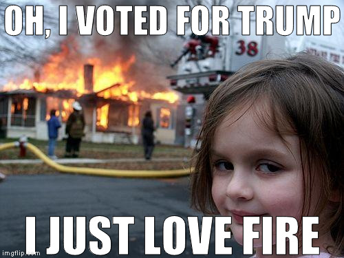 You know some of the rioters are actually just anarchists | OH, I VOTED FOR TRUMP; I JUST LOVE FIRE | image tagged in memes,disaster girl,donald trump approves,hillary clinton for prison hospital 2016,biased media,media trolls | made w/ Imgflip meme maker