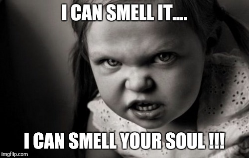 Angry toddler | I CAN SMELL IT.... I CAN SMELL YOUR SOUL !!! | image tagged in angry baby 2,toddler,smells,memes | made w/ Imgflip meme maker
