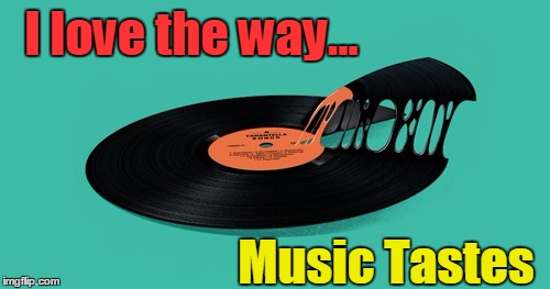 Great Taste in Music | I love the way... Music Tastes | image tagged in vince vance,33 and 1/3 rpm,a slice of music,lp | made w/ Imgflip meme maker