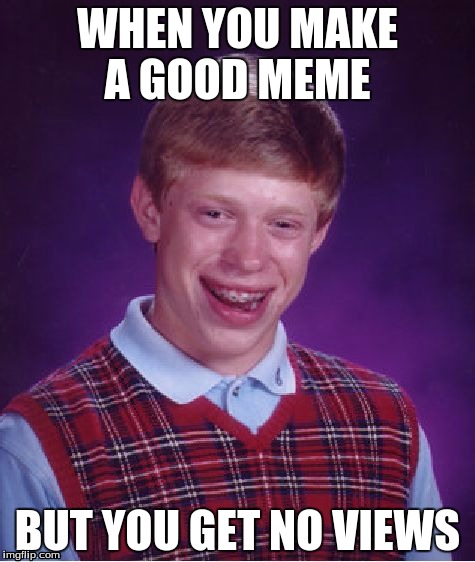 The Way Of Life | WHEN YOU MAKE A GOOD MEME; BUT YOU GET NO VIEWS | image tagged in memes,bad luck brian | made w/ Imgflip meme maker